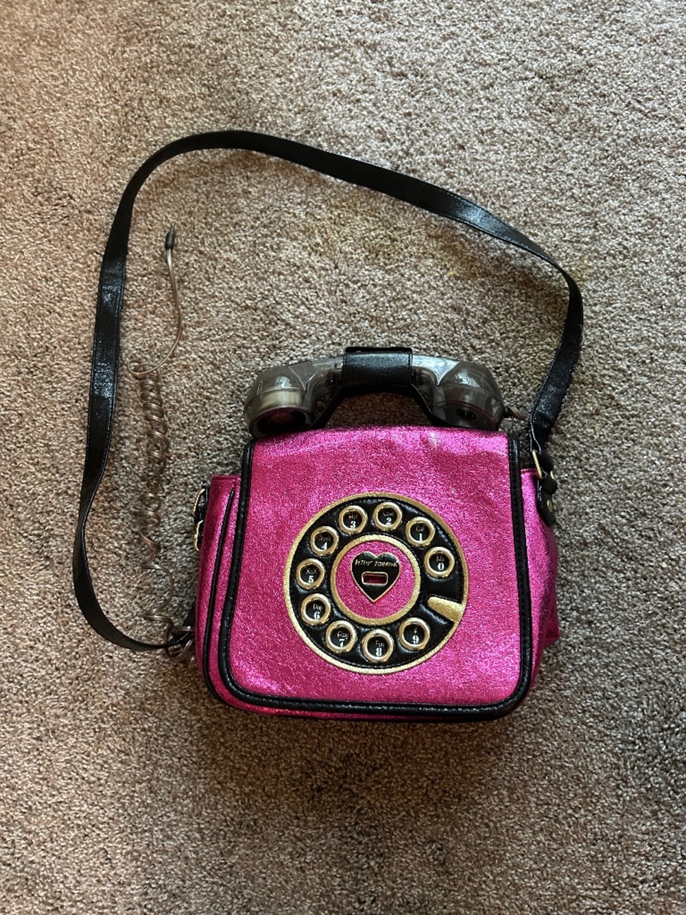 Betsey Johnson Limited Edition Call Me Kitsch Metallic Pink Purse Rotary Phone